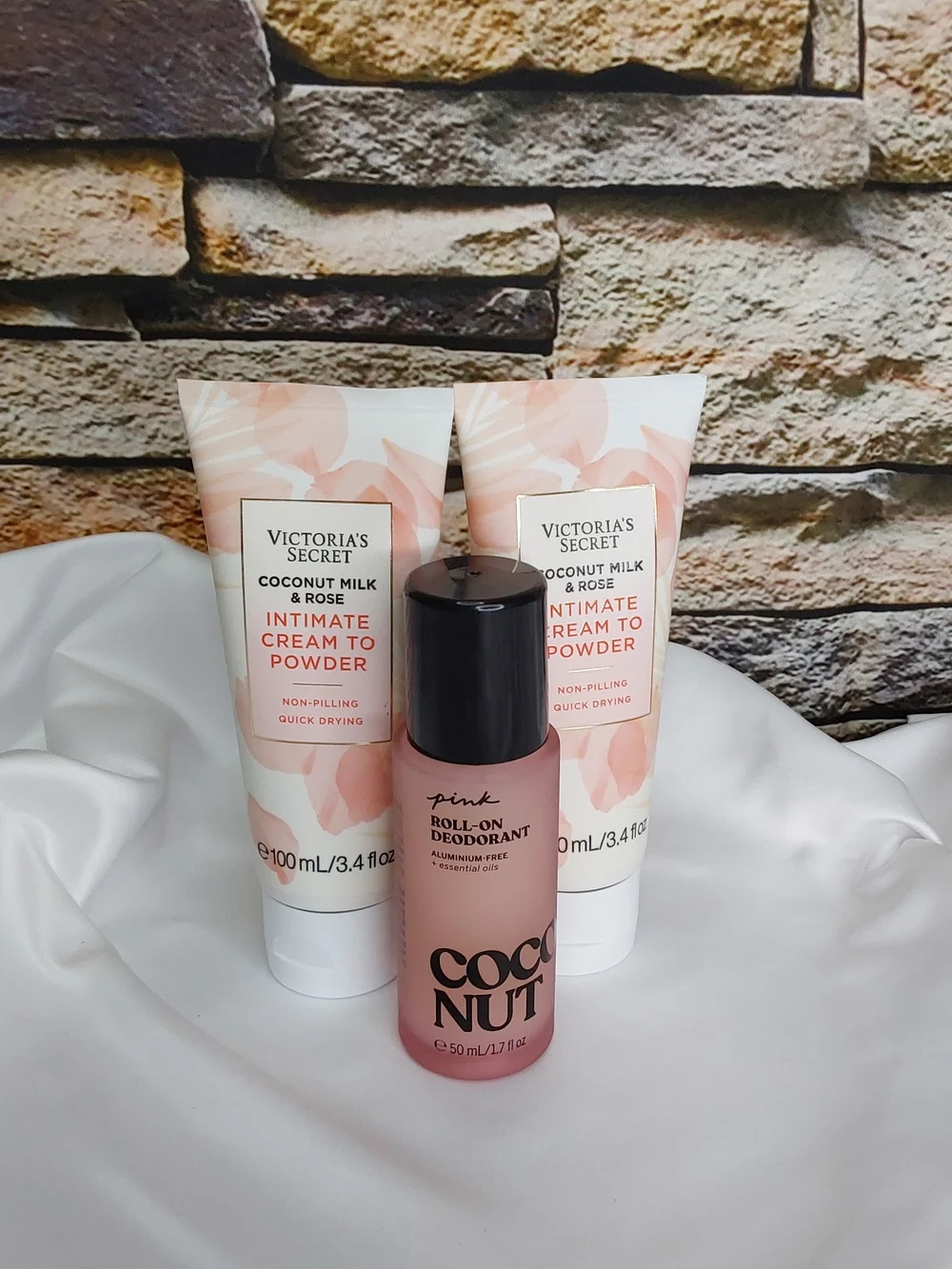 Victoria's Secret Coconut Milk & Rose Intimate Cream to Powder & Deodrant Set 3